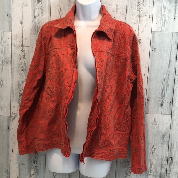 Tantrums Full Zipper Rustic Red Stitch Design Jacket Large - Picture 3 of 9